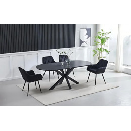 Table à manger 180 cm pied noir – plateau céramique marbre