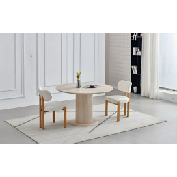 Table à manger ronde travertin avec pied colonne – Ø100 ou Ø120 cm