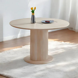 Table à manger ronde travertin avec pied colonne – Ø100 ou Ø120 cm