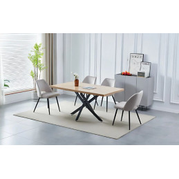 Table à manger rectangulaire 150 cm – Pieds croisés noirs – Plateau marbre ou bois
