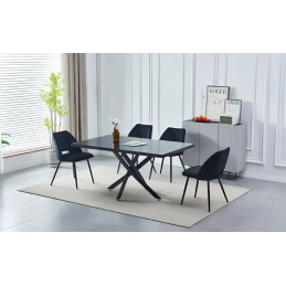 Table à manger 180 cm – Pieds noirs – Marbre ou bois