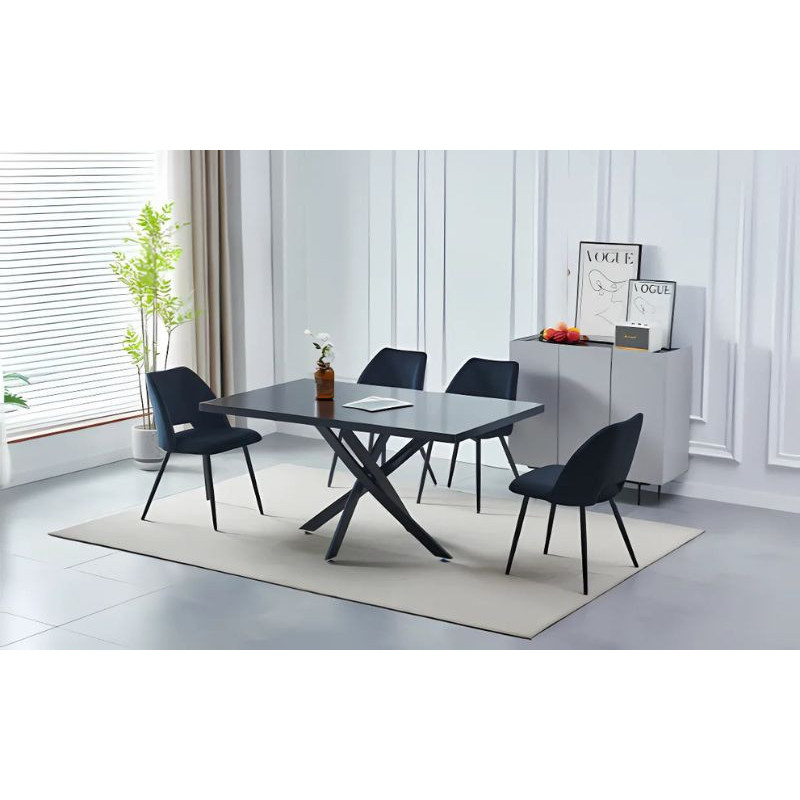 Table à manger 180 cm – Pieds noirs – Marbre ou bois Table à manger 180 cm – Pieds noirs – Marbre ou bois