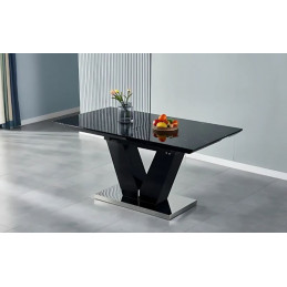 Table à manger avec rallonge 160-200 cm - Pied central en V avec bordures chromées