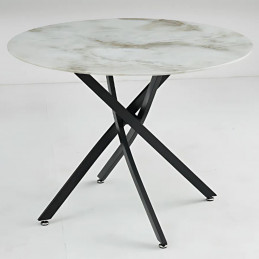 Table à manger ronde 100 cm – Plateau marbre ou verre transparent