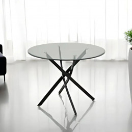 Table à manger ronde 100 cm – Plateau marbre ou verre transparent
