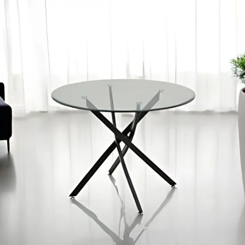 Table à manger ronde 100 cm – Plateau marbre ou verre transparent Table à manger ronde 100 cm – Plateau marbre ou verre transparent