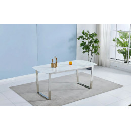 Table à manger 180 cm – Pieds chromés & plateau marbre
