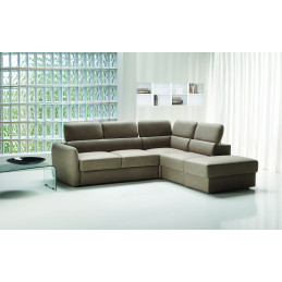 Canapé VELTANA – Convertible Velours Taupe & Coffre