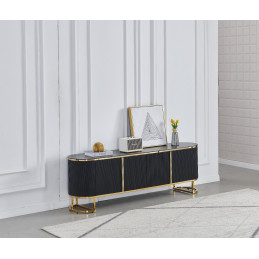 Meuble TV ESMERALDA Chrome – Céramique Marbre Blanc 180 cm