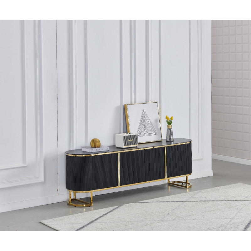 Meuble TV ESMERALDA Chrome – Céramique Marbre Blanc 180 cm Meuble TV ESMERALDA Chrome – Céramique Marbre Blanc 180 cm