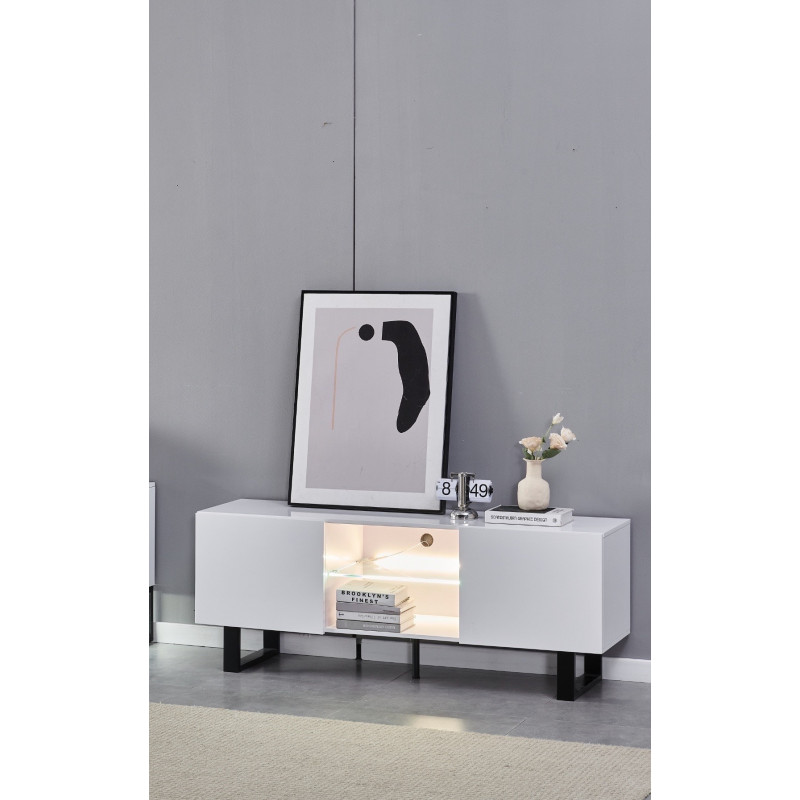 Meuble TV ScandyLight blanc LED 150 cm – Bricochic Meuble TV ScandyLight blanc LED 150 cm – Bricochic