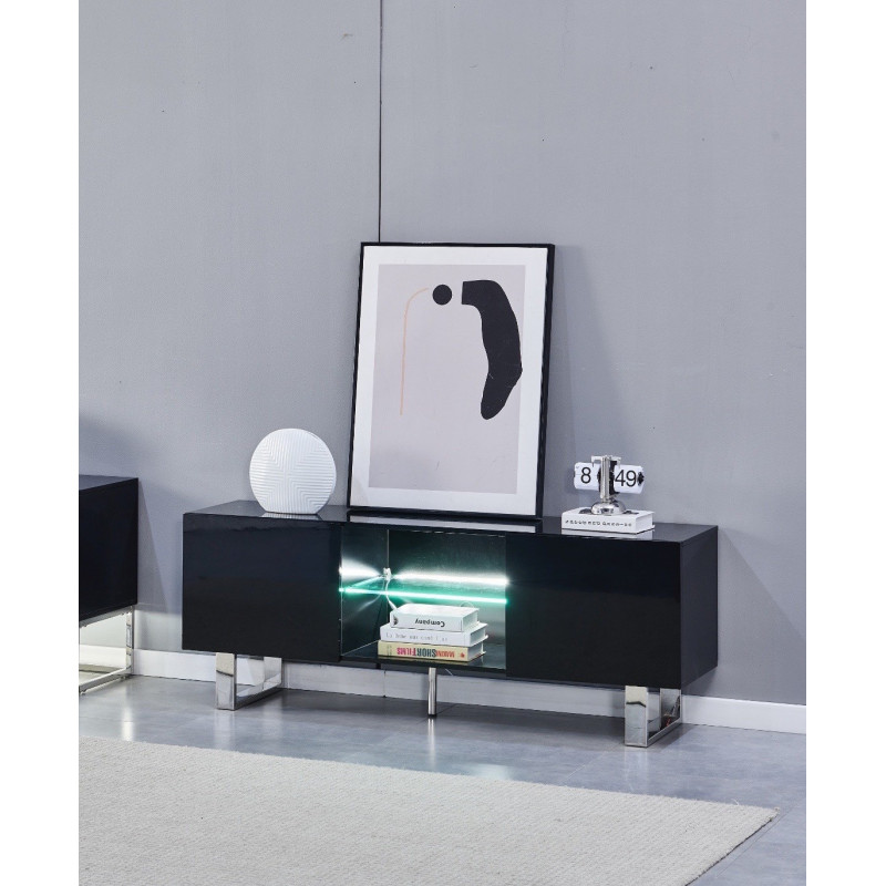 Meuble TV ScandyLight blanc LED 150 cm – Bricochic Meuble TV ScandyLight blanc LED 150 cm – Bricochic