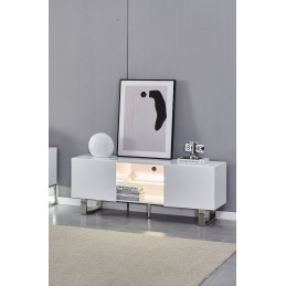 Meuble TV ScandyLight blanc LED 150 cm – Bricochic