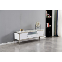 Meuble TV marbre et métal doré - Léonard Baroque
