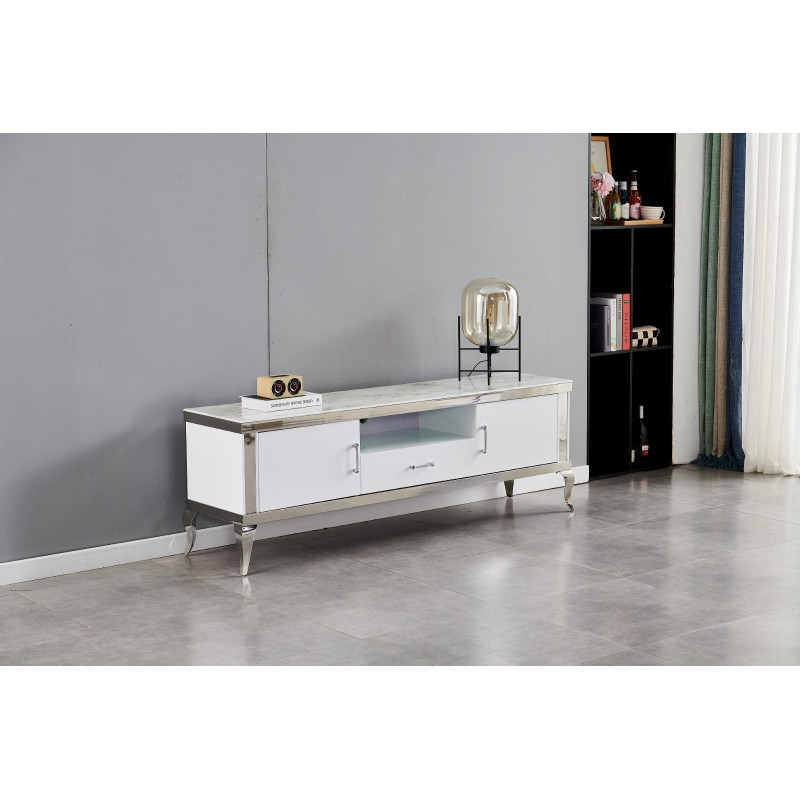 Meuble TV marbre et métal doré - Léonard Baroque Meuble TV marbre et métal doré - Léonard Baroque