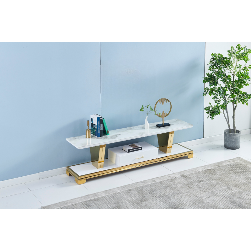 Meuble TV Auréo 150 marbre doré – Bricochic Meuble TV Auréo 150 marbre doré – Bricochic