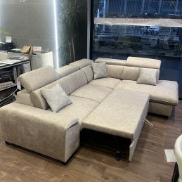 Canapé MANDALO – Angle Convertible Gris avec Coffre