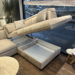 Canapé MANDALO – Angle Convertible Gris avec Coffre