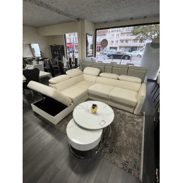 Canapé VELTANA – Convertible Velours Taupe & Coffre