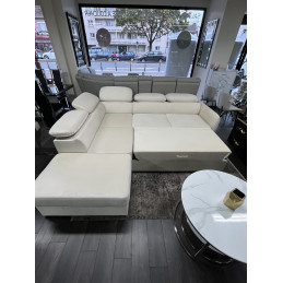 Canapé VELTANA – Convertible Velours Taupe & Coffre
