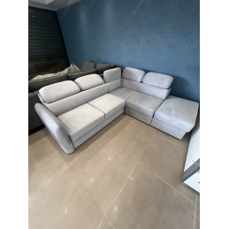 Canapé VELTANA – Convertible Velours Taupe & Coffre