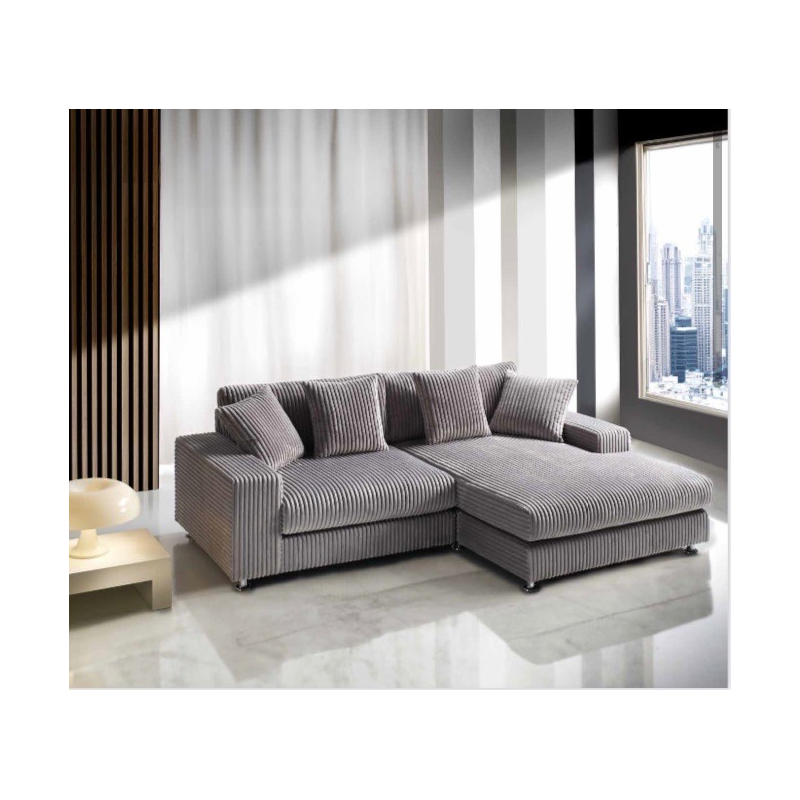 Canapé d’angle HARVEY en tissu côtelé gris – Bricochic