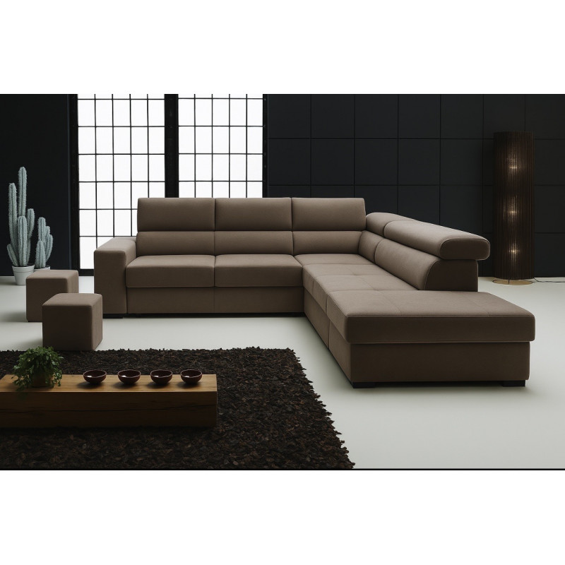 Canapé d’angle ARCADIA taupe avec rangement & lit Canapé d’angle ARCADIA taupe avec rangement & lit