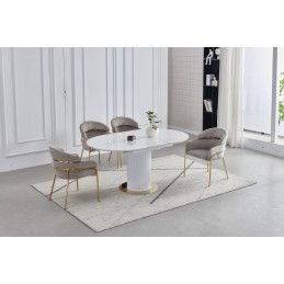 Table Calista extensible – Marbre blanc céramique doré ou argenté