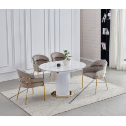 Table Calista extensible – Marbre blanc céramique doré ou argenté
