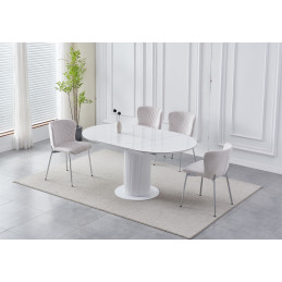 Table Calista extensible – Marbre blanc céramique doré ou argenté
