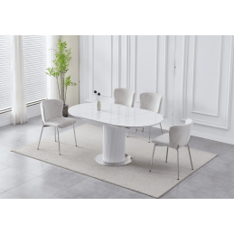 Table Calista extensible – Marbre blanc céramique doré ou argenté