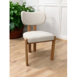 Chaise DANOA Bouclette Blanche & Bois – Design contemporain