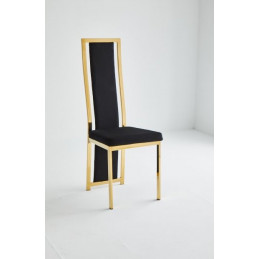 Lot de 4 chaises LAUREN velours noir structure dorée design