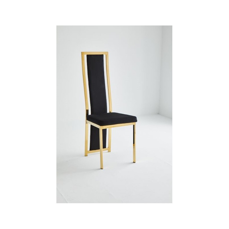 Lot de 4 chaises LAUREN velours noir structure dorée design