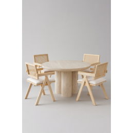 Table à manger TIVARA 110 cm effet travertin MDF
