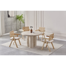 Table à manger TIVARA 110 cm effet travertin MDF