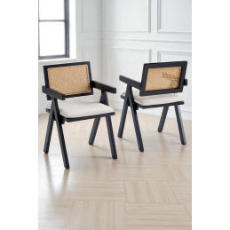 Chaise VITTORIA en bois clair et cannage – BricoChic