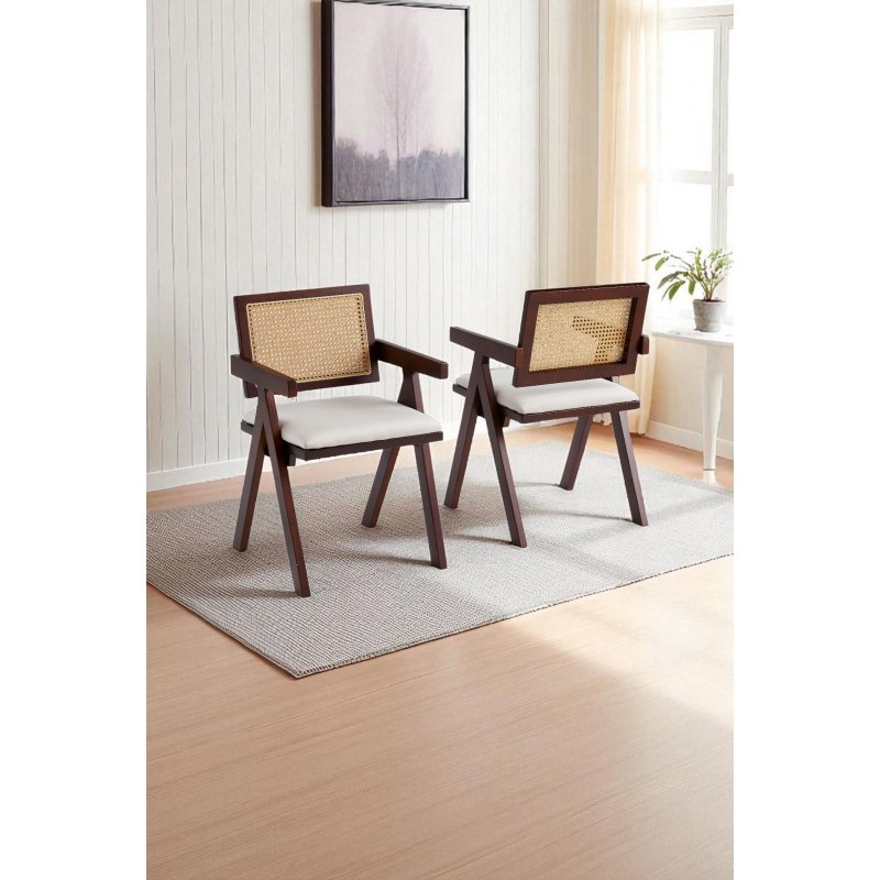 Chaise VITTORIA en bois clair et cannage – BricoChic
