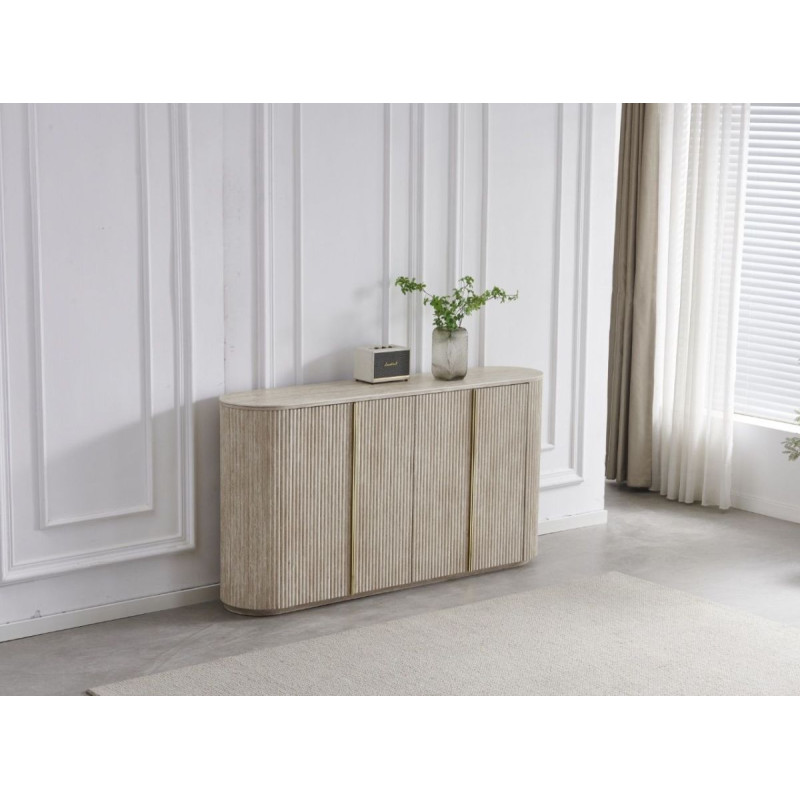 Buffet Calypso ceramique travertin et noyer 180 cm