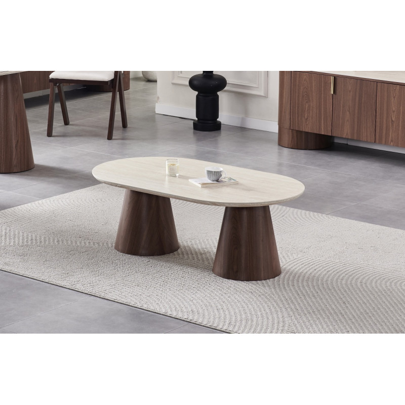 Table basse Iconic ceramique travertin 120 cm