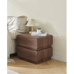 Table de chevet Gaia - noyer, beige ou travertin