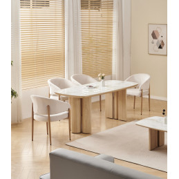 Table a manger Trinity ceramique noyer travertin 180 cm