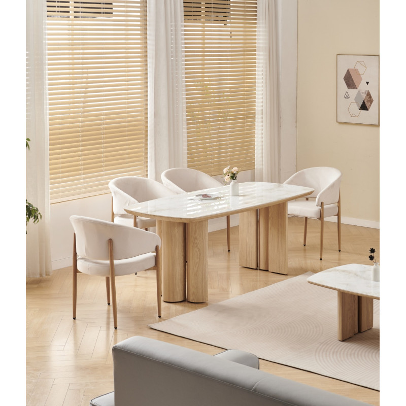 Table a manger Trinity ceramique noyer travertin 180 cm