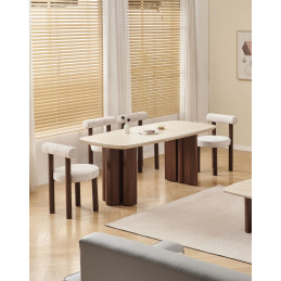 Table a manger Trinity ceramique noyer travertin 180 cm