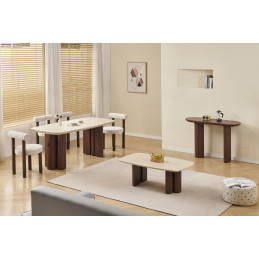 Table a manger Trinity ceramique noyer travertin 180 cm