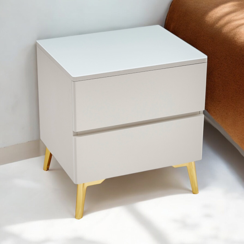 Table de chevet Lydia bois mat et pied dore