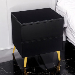 Table de chevet Lydia bois mat et pied dore