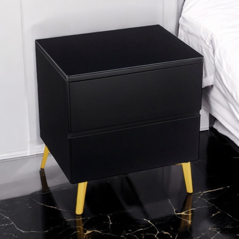 Table de chevet Lydia bois mat et pied dore
