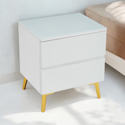 Table de chevet Lydia bois mat et pied dore