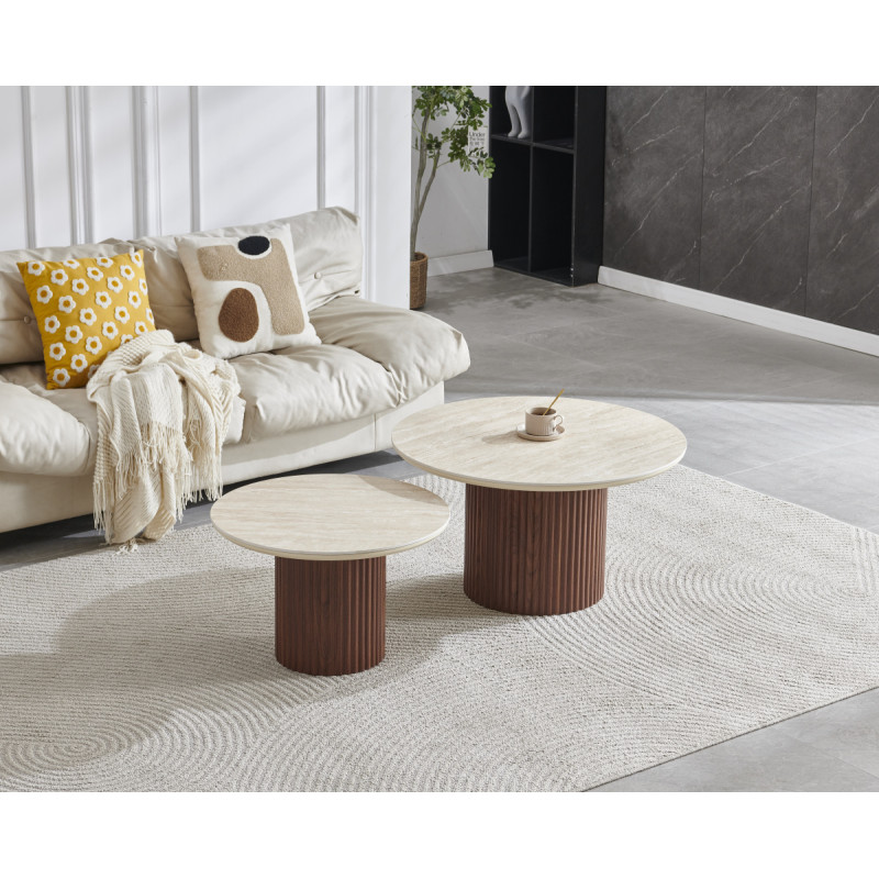 Tables gigognes Pila ceramique, duo modulable salon